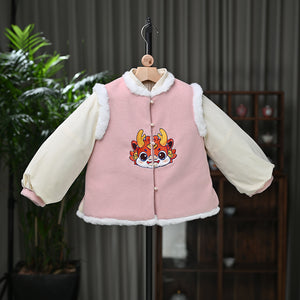 Free Shipping Little Boy Girls Outfits Tang Style Chinese New Year Suit Traditional Sets