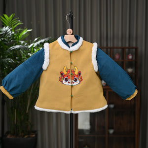 Free Shipping Little Boy Girls Outfits Tang Style Chinese New Year Suit Traditional Sets