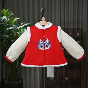 Free Shipping Little Boy Girls Outfits Tang Style Chinese New Year Suit Traditional Sets